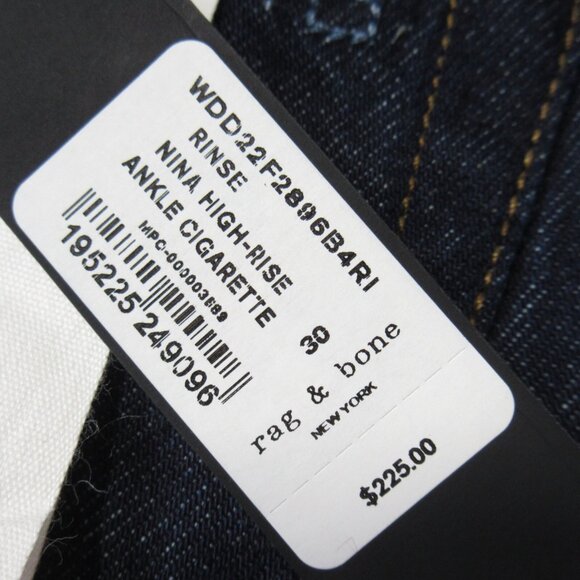 NWT rag & bone ICONS Nina in Rinse High Rise Ankle Cigarette Straight Jeans 30 - Picture 6 of 13